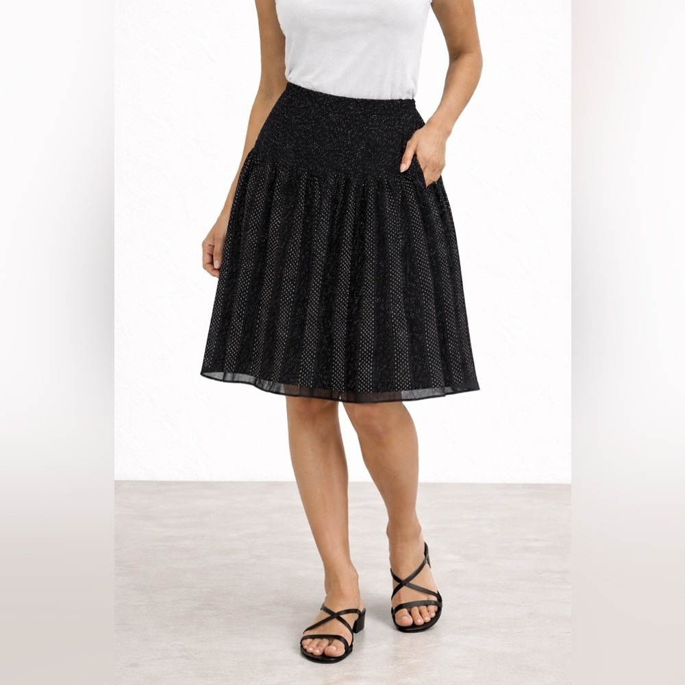 Talbots-‎ Black and White Polka Dot Midi Skirt Size 14W